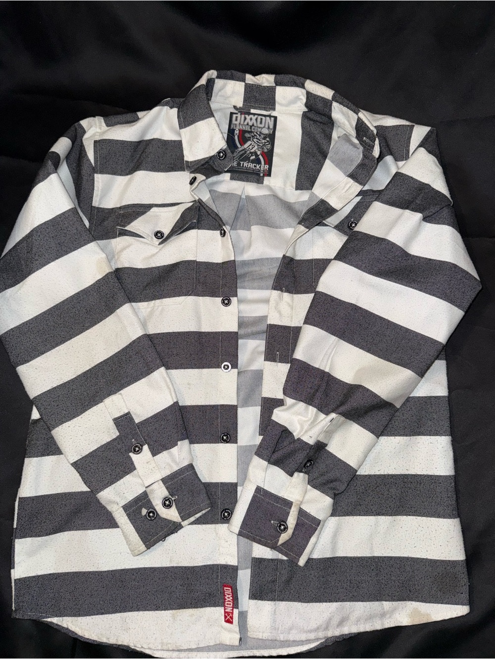 DIXXON Black & White Horizontal Stripe Button-Down Shirt